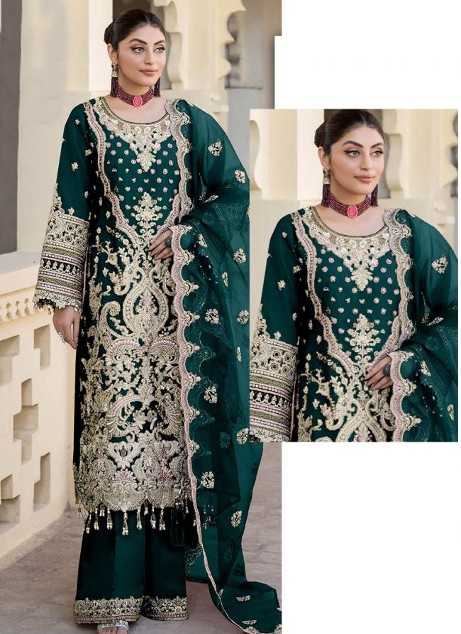 Velvet Green Eid Wear Hand Work Pakistani Suit